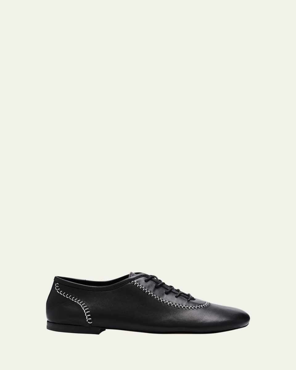 Lambskin Stitch Lace-Up Loafers